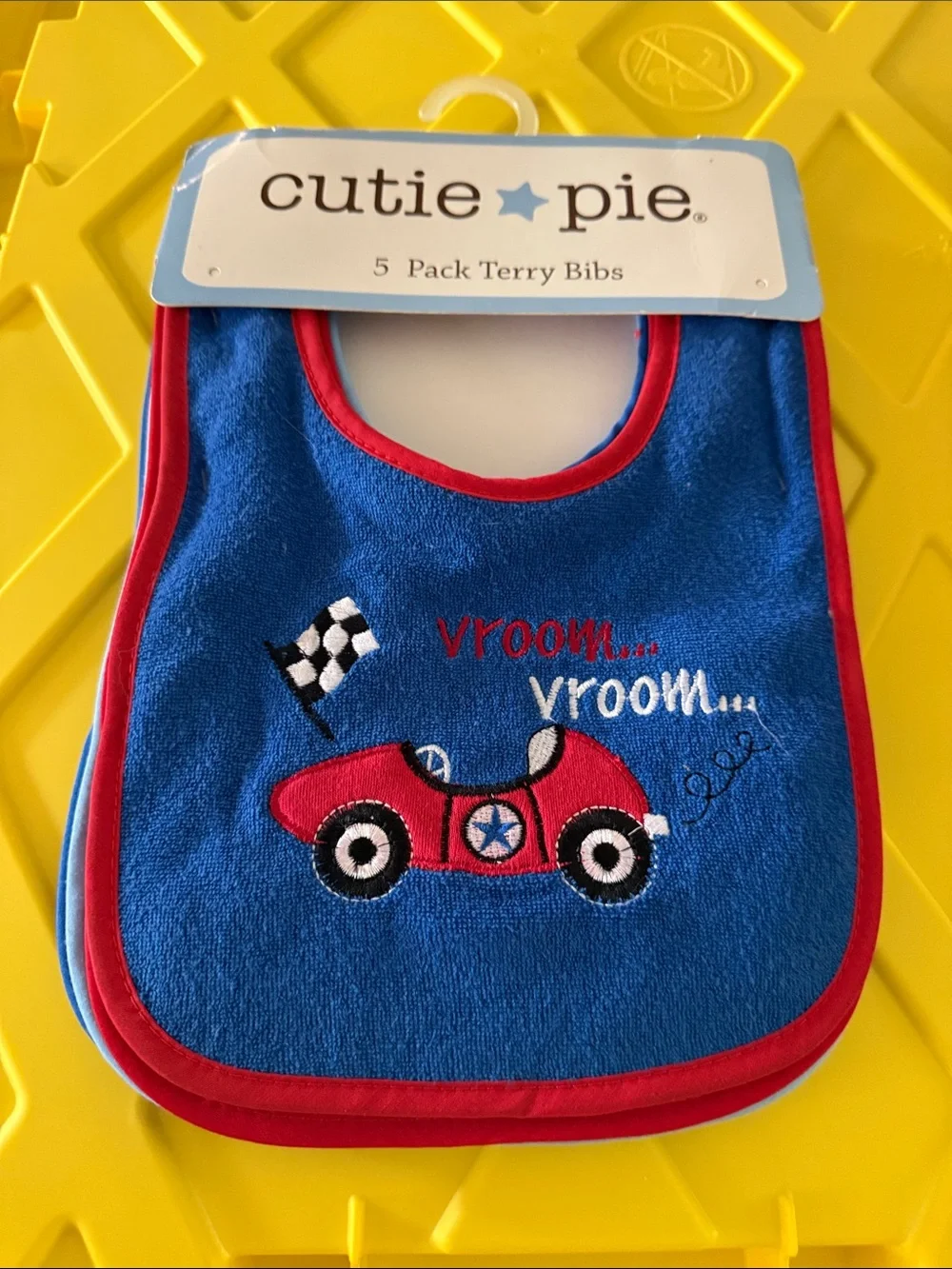 Cutie Pie Blue & Red Terry Bib - Kids Accessories